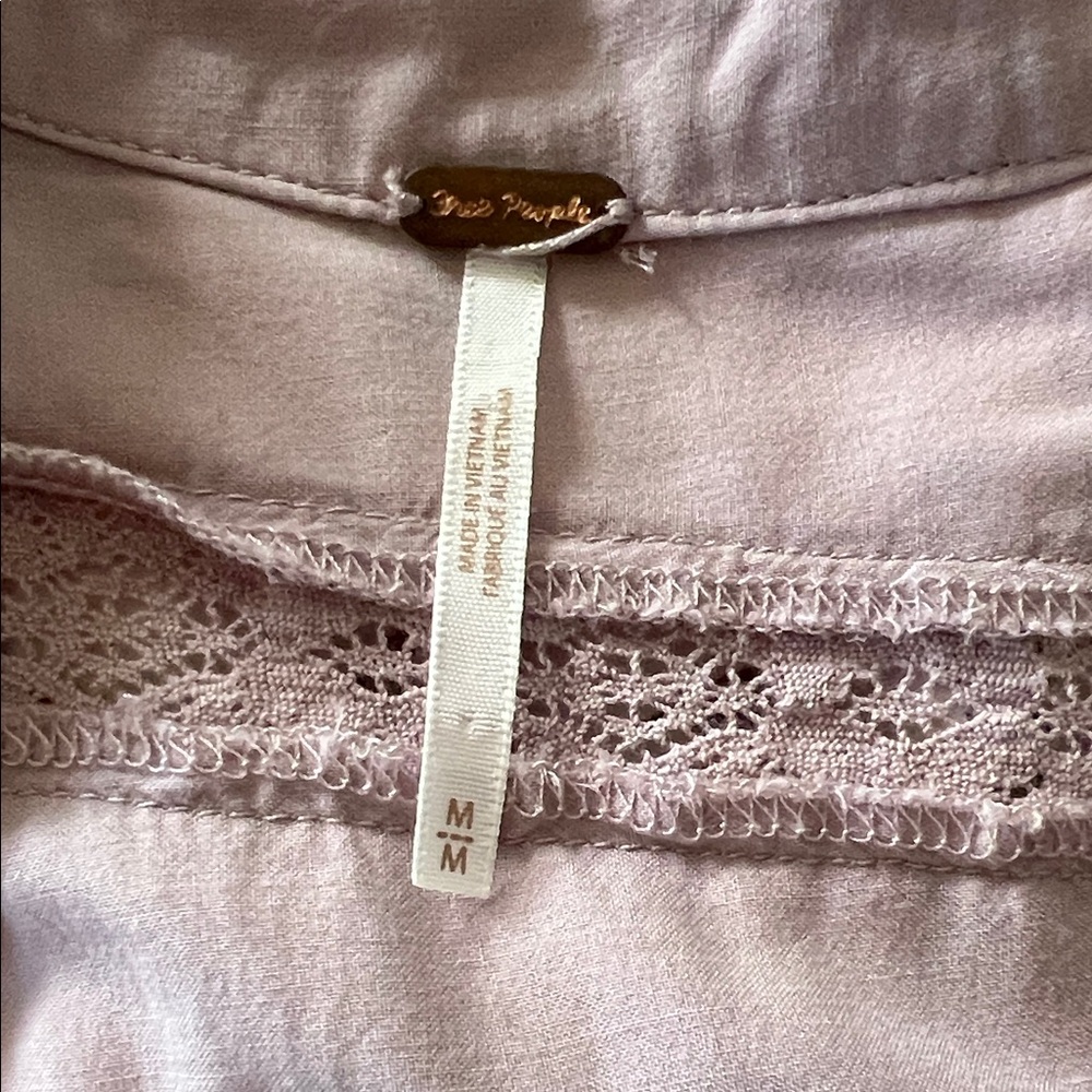 Free People Esme Lace Trim Blouse muted dusty mauve pink EUC medium - Picture 2 of 12